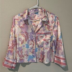 Free People Floral Silk Pajama Top